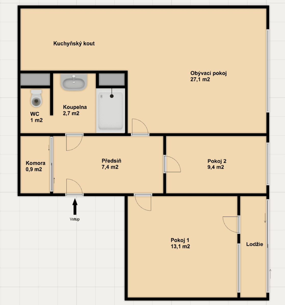 Predaj bytu 3-izbový 62 m², Papírníkova, Praha, Praha Predaj bytu 3-izbový 62 m², Papírníkova, Praha, Praha