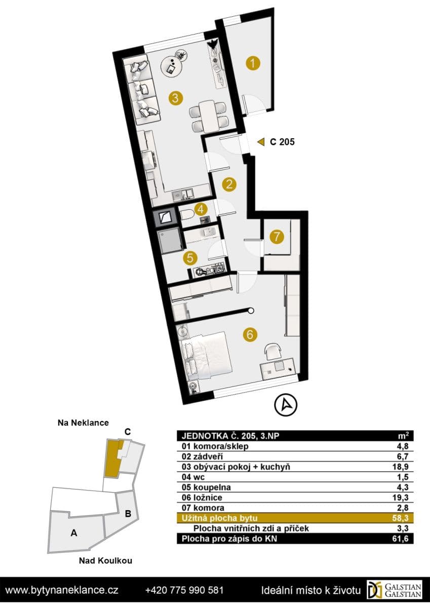 Predaj bytu 2-izbový 61 m², Na Neklance, Praha, Praha Predaj bytu 2-izbový 61 m², Na Neklance, Praha, Praha