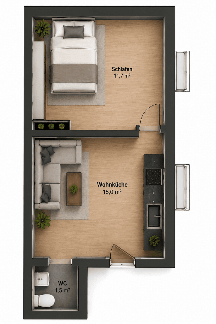 Prenájom bytu 2-izbový 24 m², Aachen, Severné Porýnie - Westfálsko Prenájom bytu 2-izbový 24 m², Aachen, Severné Porýnie - Westfálsko