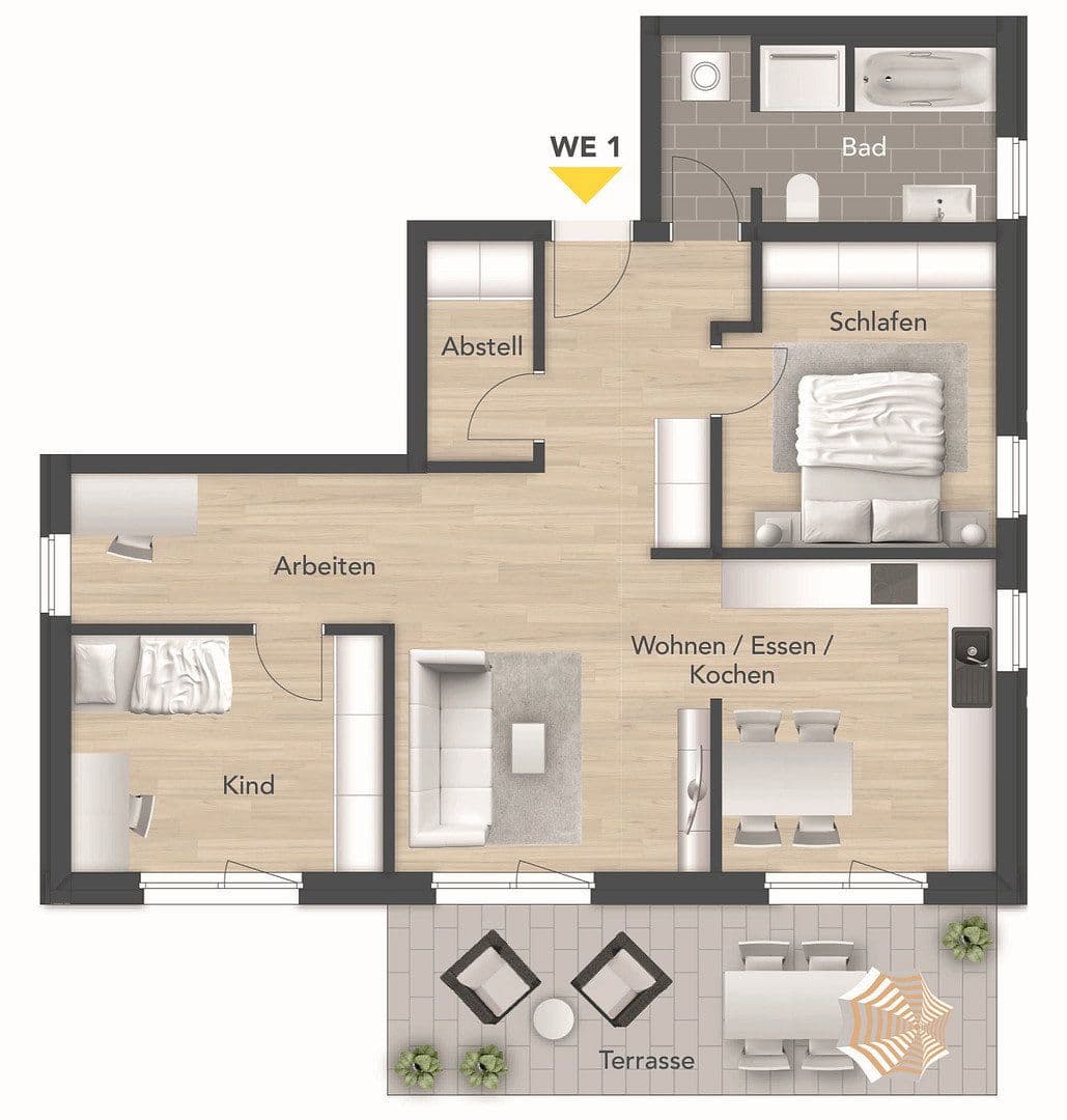 Prenájom bytu 3-izbový 90 m², Ahornweg 30, Erlangen, Bavorsko Prenájom bytu 3-izbový 90 m², Ahornweg 30, Erlangen, Bavorsko