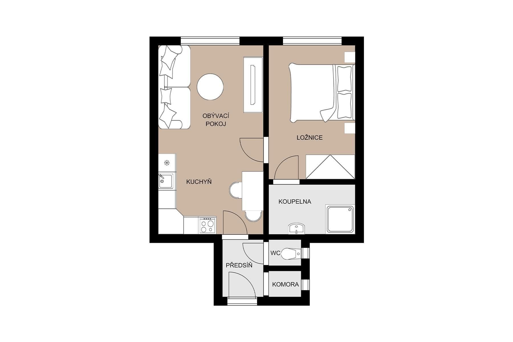 Predaj bytu 2-izbový 42 m², Jičínská, Praha, Praha Predaj bytu 2-izbový 42 m², Jičínská, Praha, Praha