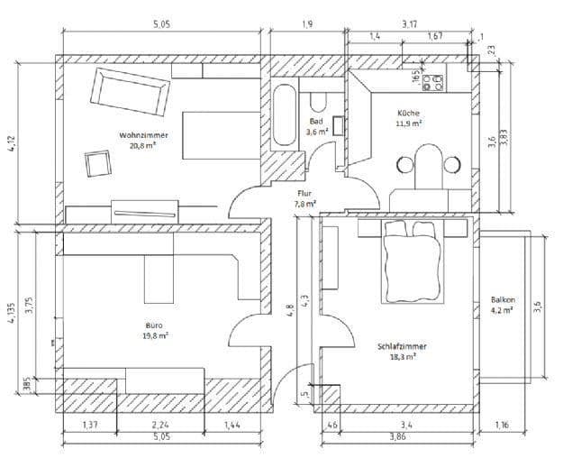 Prenájom bytu 85 m², Deutscherrnstraße 37, Saarbrücken, Sársko Prenájom bytu 85 m², Deutscherrnstraße 37, Saarbrücken, Sársko
