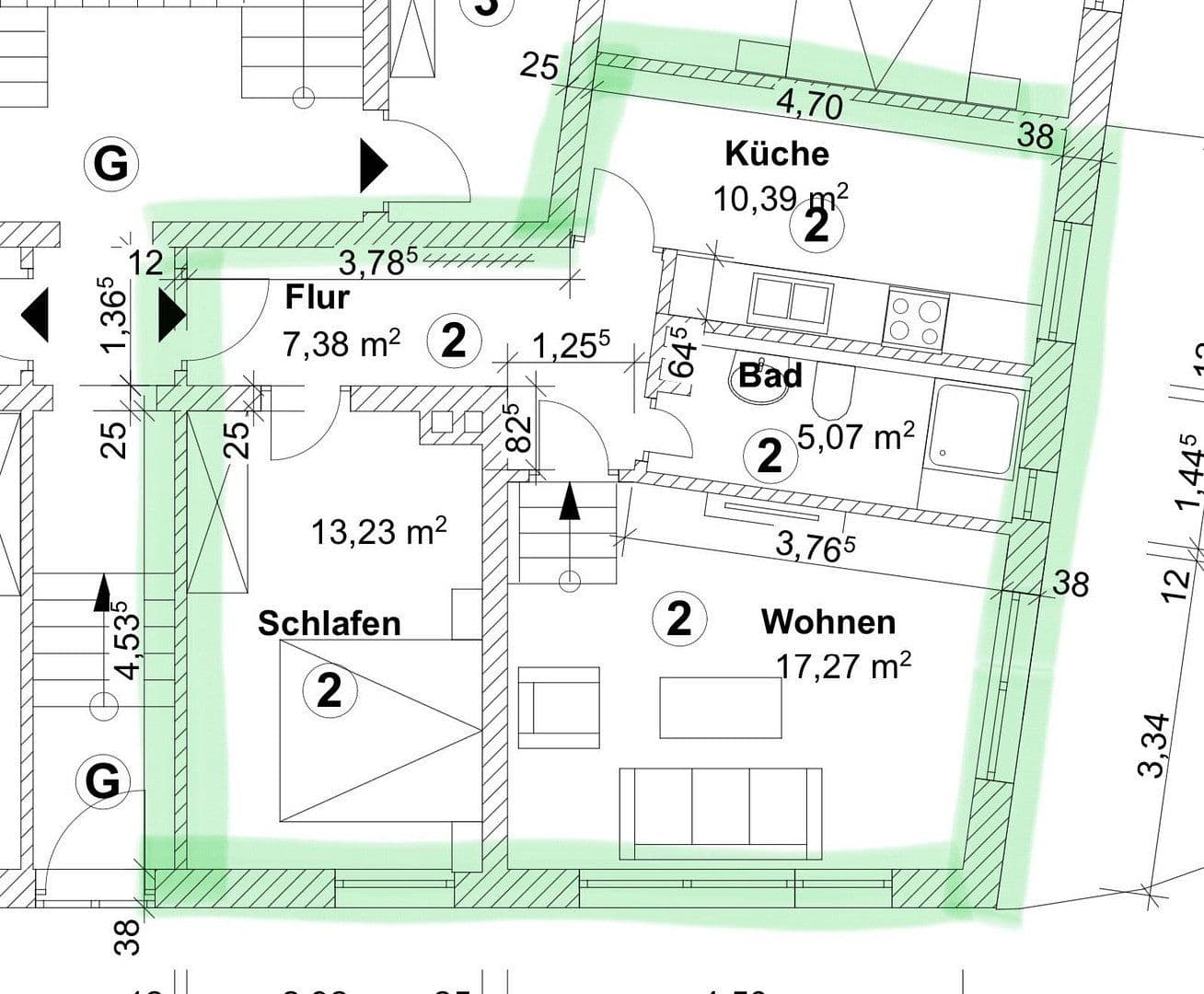 Prenájom bytu 2-izbový 54 m², Stammestraße 63A, Hannover, Dolné Sasko Prenájom bytu 2-izbový 54 m², Stammestraße 63A, Hannover, Dolné Sasko