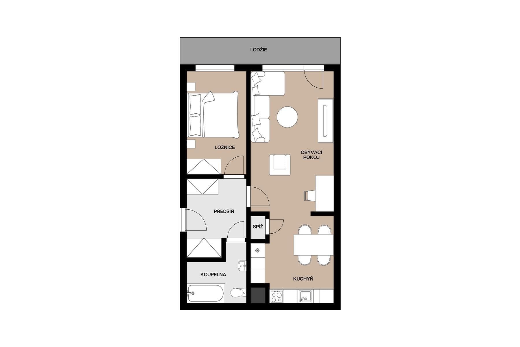 Predaj bytu 2-izbový 58 m², Proutěná, Praha, Praha Predaj bytu 2-izbový 58 m², Proutěná, Praha, Praha