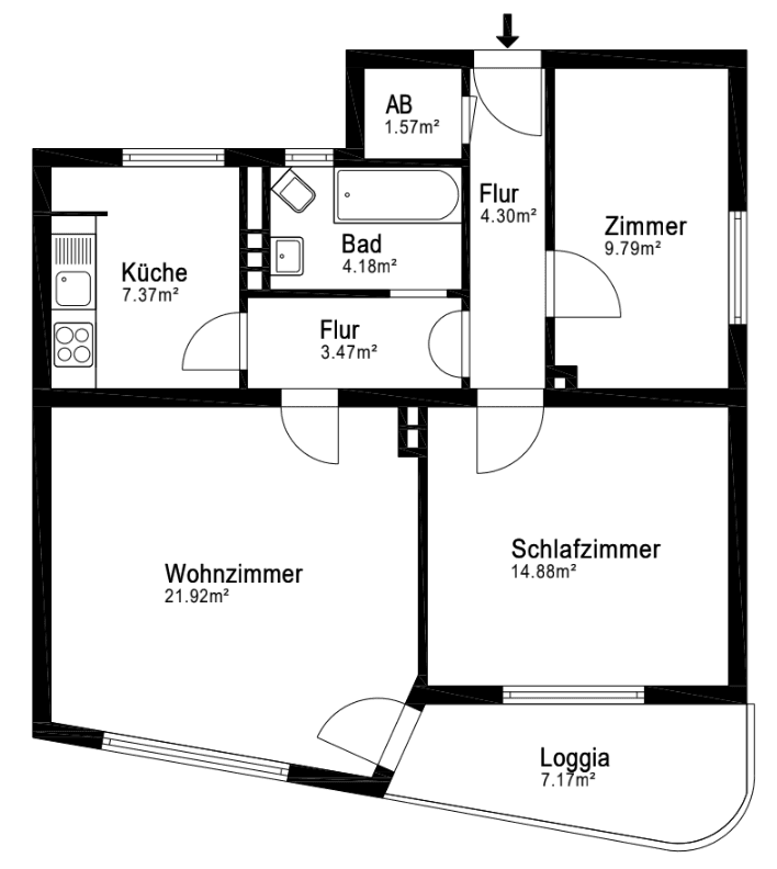 Prenájom bytu 3-izbový 72 m², Emmastraße 80, Bremen, Brémy Prenájom bytu 3-izbový 72 m², Emmastraße 80, Bremen, Brémy