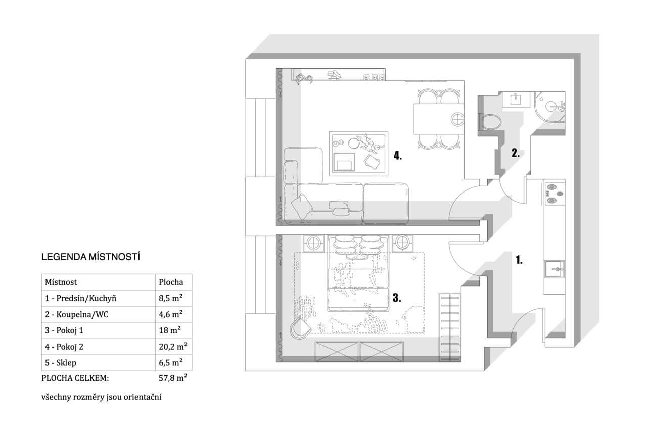 Prenájom bytu 2-izbový 51 m², V Horkách, Praha, Praha Prenájom bytu 2-izbový 51 m², V Horkách, Praha, Praha