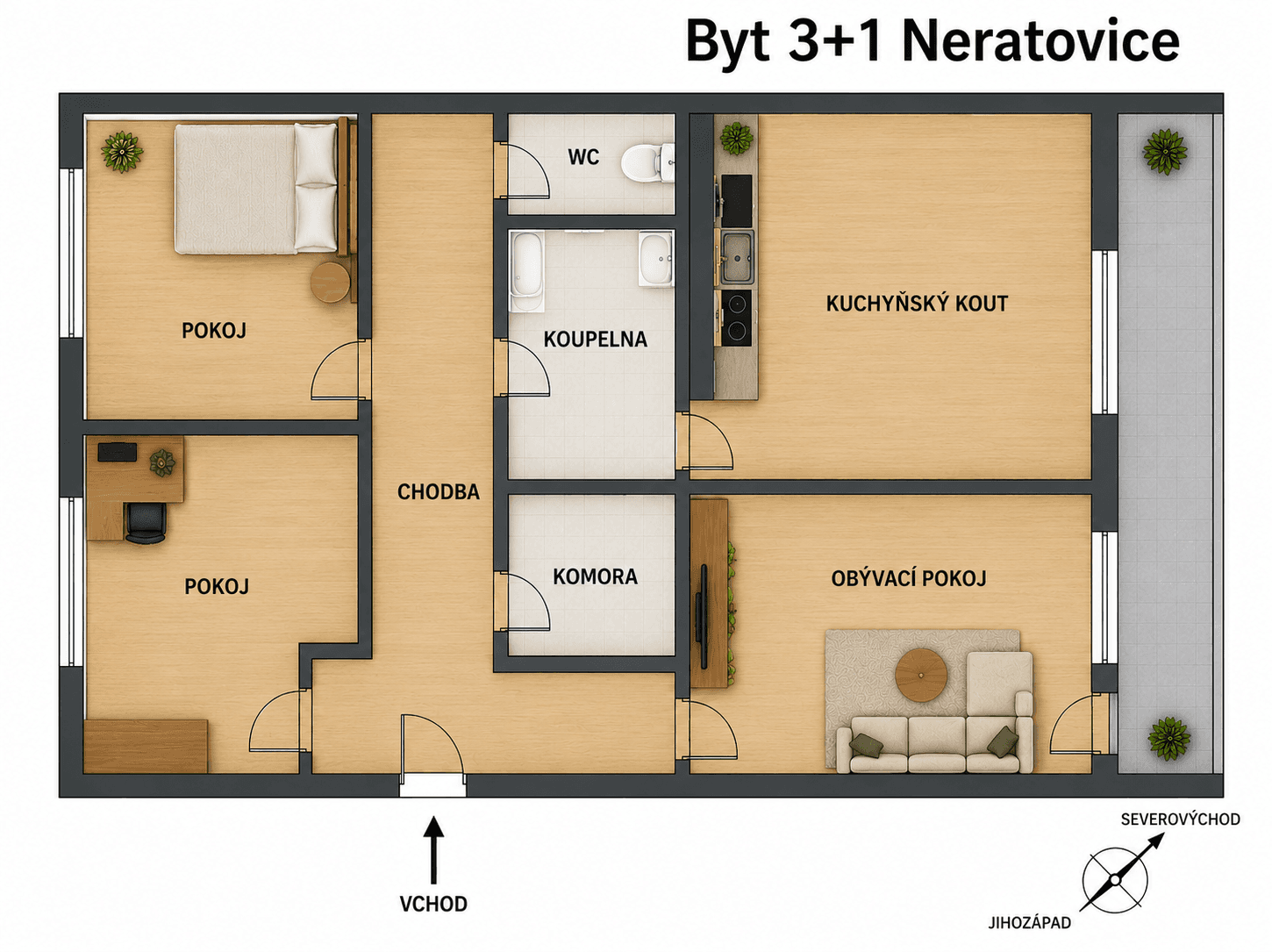 Predaj bytu 3-izbový 74 m², Za Jednotou, Neratovice, Středočeský kraj Predaj bytu 3-izbový 74 m², Za Jednotou, Neratovice, Středočeský kraj