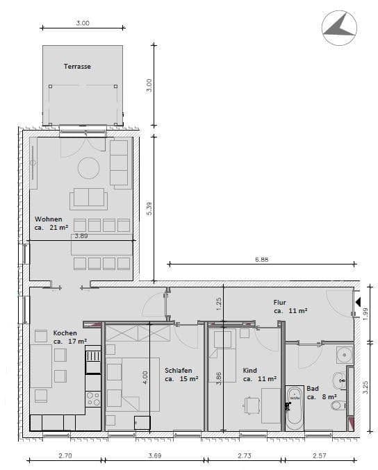 Prenájom bytu 3-izbový 87 m², Alt-Marzahn 14, Berlin, Berlín Prenájom bytu 3-izbový 87 m², Alt-Marzahn 14, Berlin, Berlín