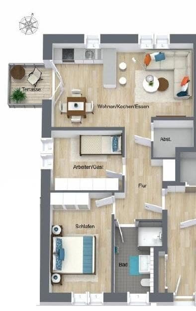 Prenájom bytu 3-izbový 74 m², Löwenzahnweg, Ovelgönne, Dolné Sasko Prenájom bytu 3-izbový 74 m², Löwenzahnweg, Ovelgönne, Dolné Sasko