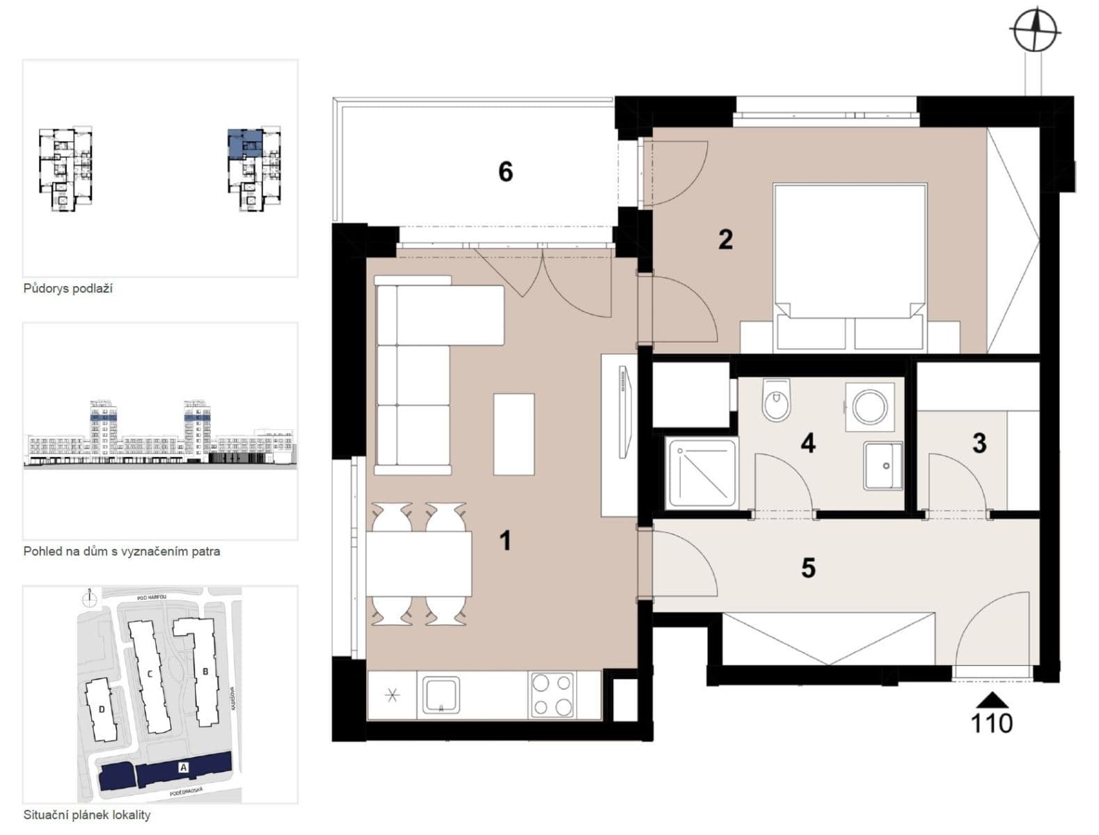 Prenájom bytu 2-izbový 51 m², Poděbradská, Praha, Praha Prenájom bytu 2-izbový 51 m², Poděbradská, Praha, Praha