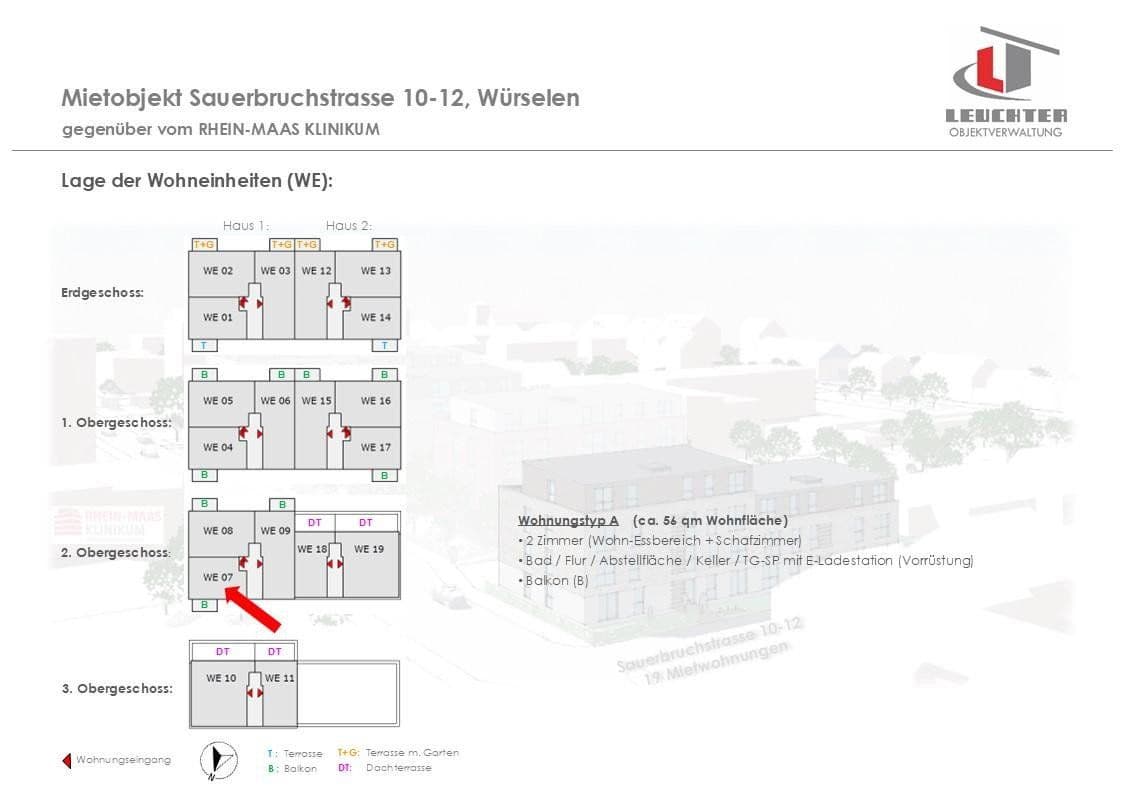 Prenájom bytu 2-izbový 56 m², Sauerbruchstraße 10-12, Würselen, Severné Porýnie - Westfálsko Prenájom bytu 2-izbový 56 m², Sauerbruchstraße 10-12, Würselen, Severné Porýnie - Westfálsko