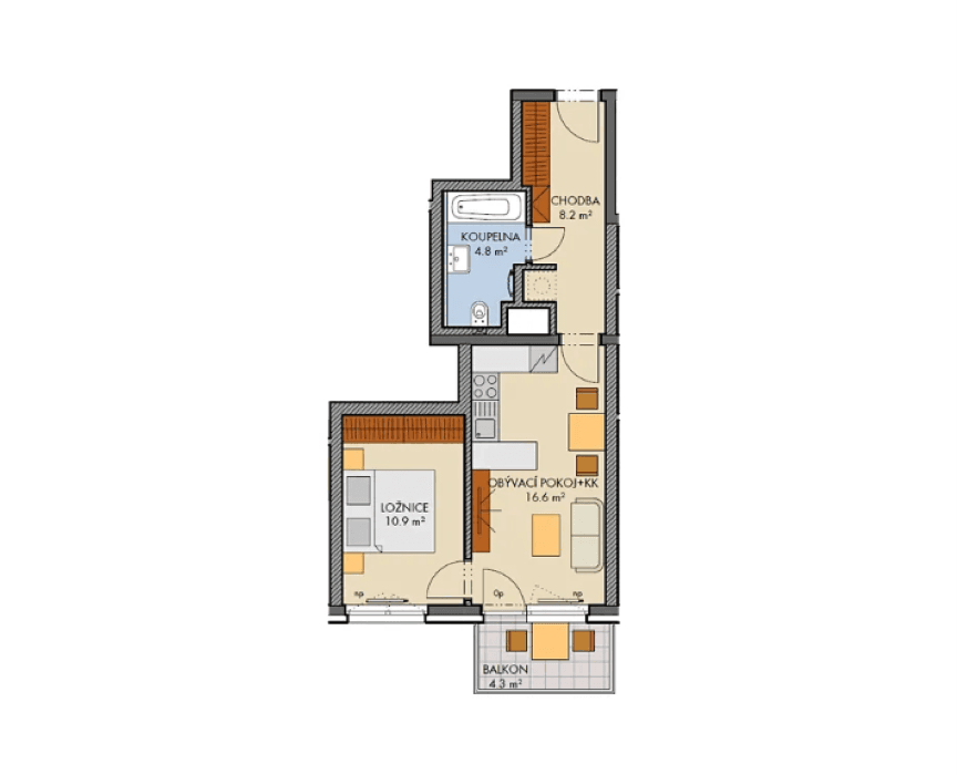 Predaj bytu 2-izbový 43 m², Honzíkova, Praha, Praha Predaj bytu 2-izbový 43 m², Honzíkova, Praha, Praha