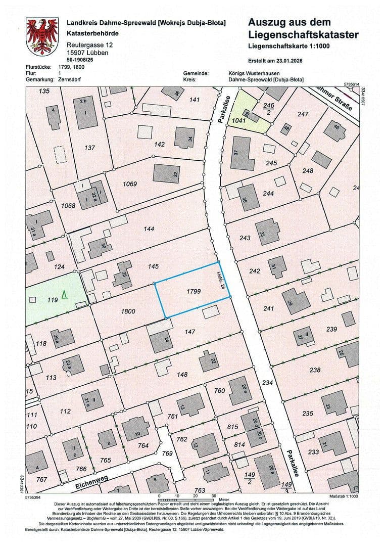 Predaj pozemku 736 m², Parkallee 26, Königs Wusterhausen, Brandenbursko Predaj pozemku 736 m², Parkallee 26, Königs Wusterhausen, Brandenbursko