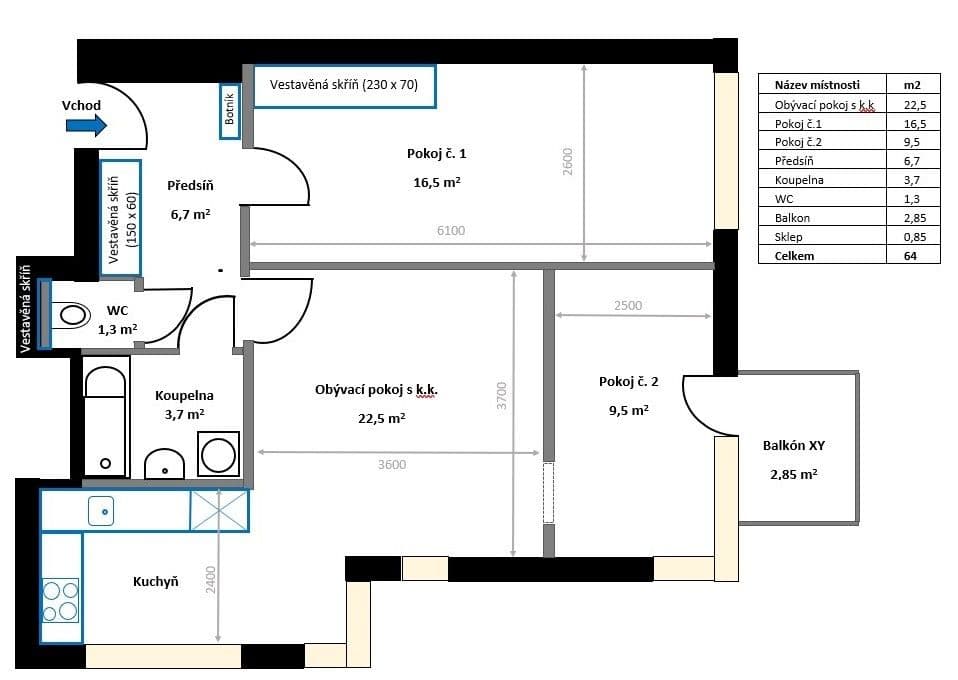 Prenájom bytu 3-izbový 60 m², Herlíkovická, Praha, Praha Prenájom bytu 3-izbový 60 m², Herlíkovická, Praha, Praha
