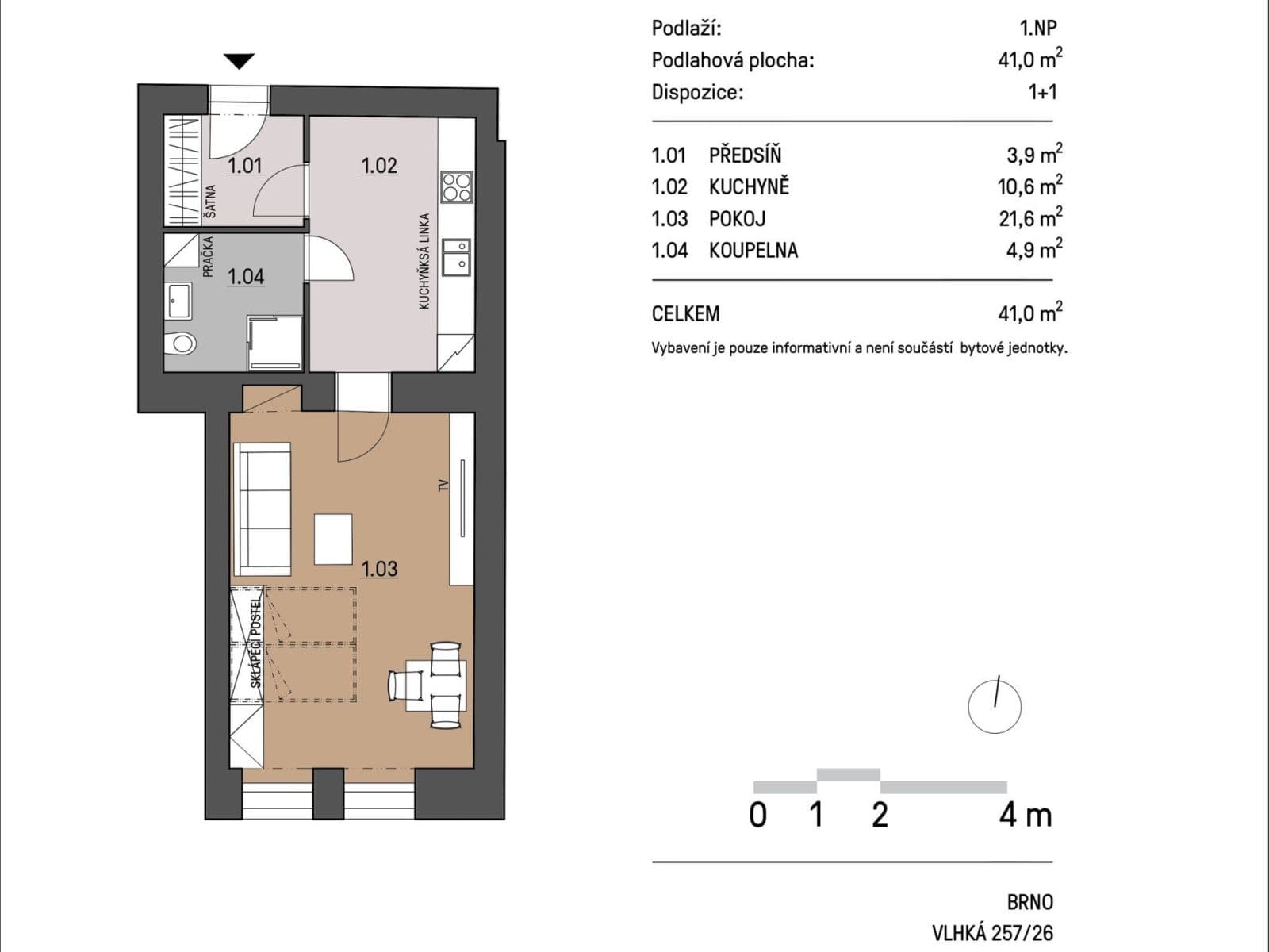 Prenájom bytu 1-izbový 44 m², Vlhká, Brno, Jihomoravský kraj Prenájom bytu 1-izbový 44 m², Vlhká, Brno, Jihomoravský kraj