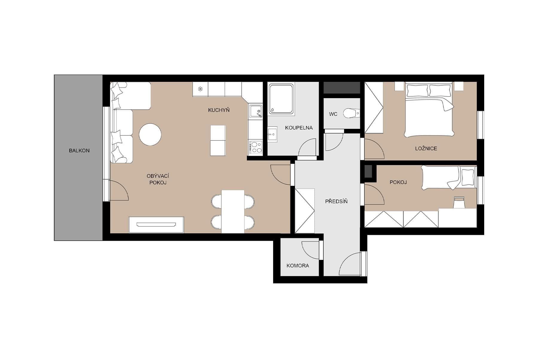 Predaj bytu 3-izbový 78 m², Na Návsi, Praha, Praha Predaj bytu 3-izbový 78 m², Na Návsi, Praha, Praha
