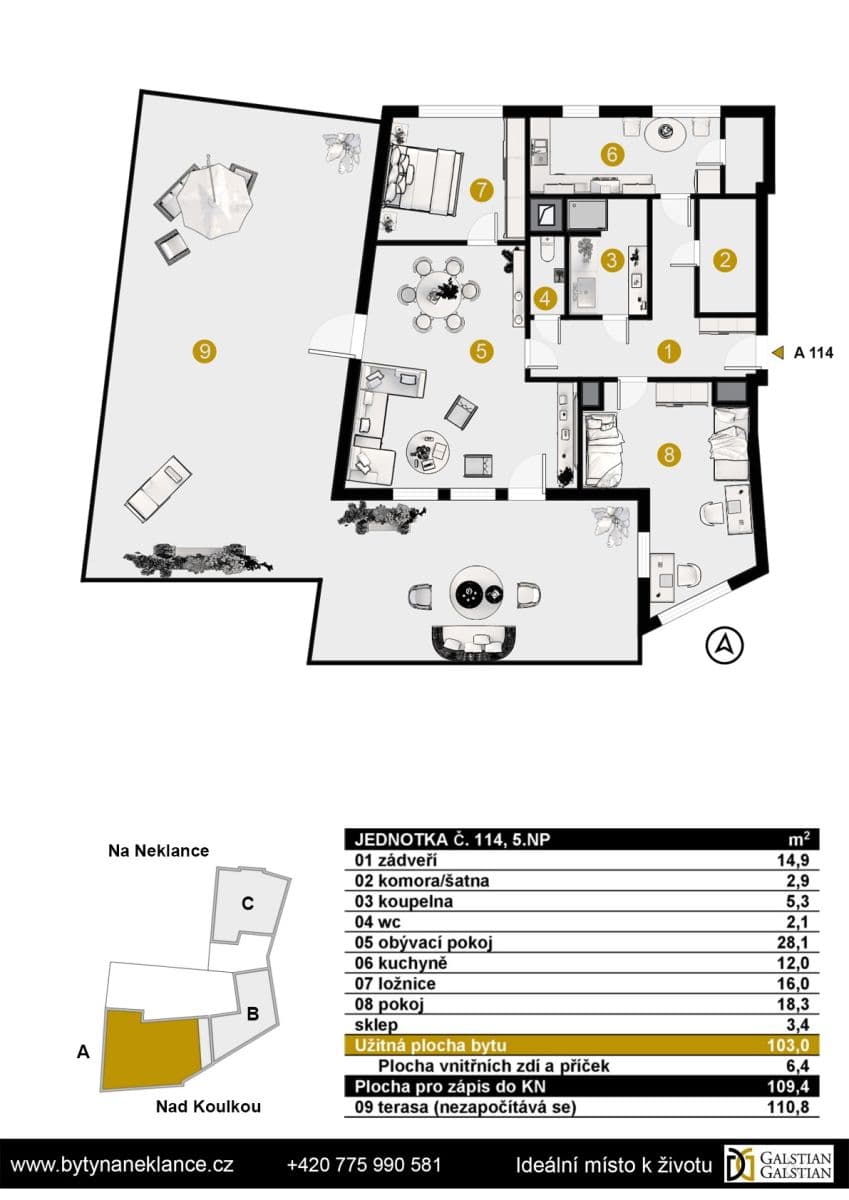 Predaj bytu 3-izbový 109 m², Nad Koulkou, Praha, Praha Predaj bytu 3-izbový 109 m², Nad Koulkou, Praha, Praha