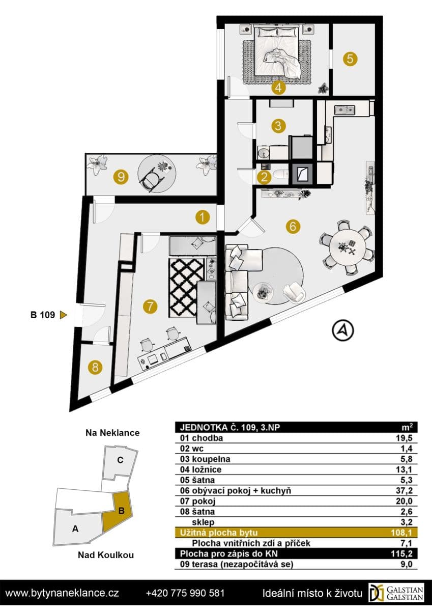 Predaj bytu 3-izbový 110 m², Nad Koulkou, Praha, Praha Predaj bytu 3-izbový 110 m², Nad Koulkou, Praha, Praha