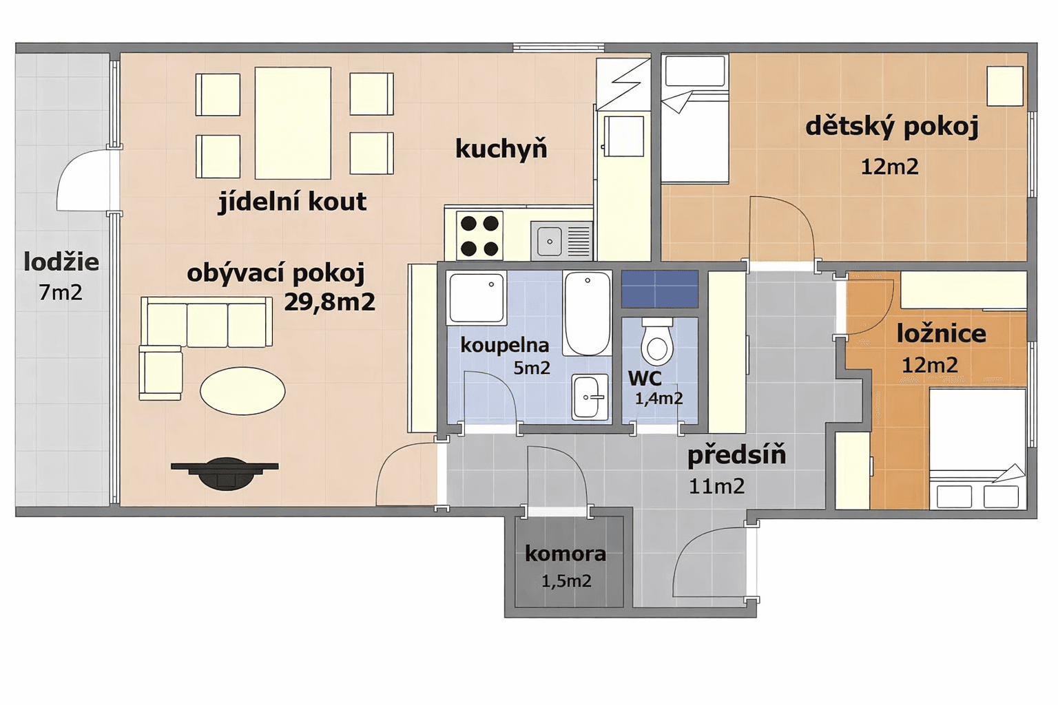 Prenájom bytu 3-izbový 79 m², Doubravčická, Praha, Praha Prenájom bytu 3-izbový 79 m², Doubravčická, Praha, Praha