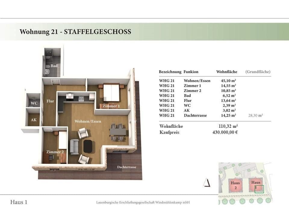 Predaj bytu 3-izbový 111 m², Hinter der Feldstraße 5, Lauenburg/Elbe, Šlezvicko-Holštajnsko Predaj bytu 3-izbový 111 m², Hinter der Feldstraße 5, Lauenburg/Elbe, Šlezvicko-Holštajnsko