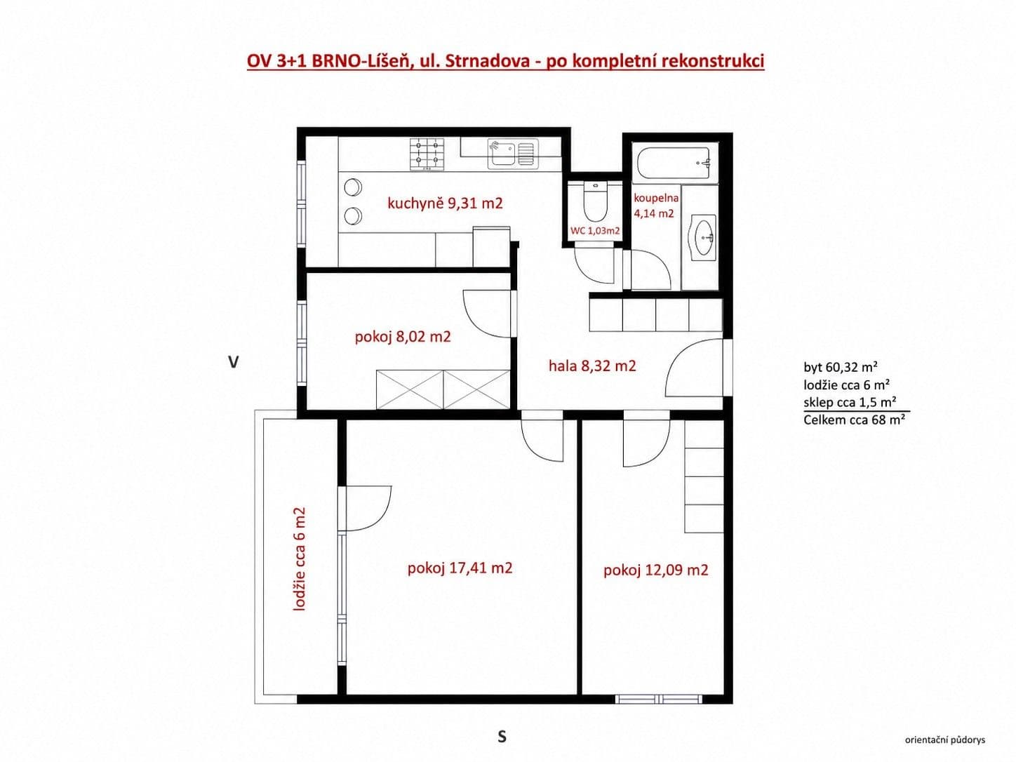 Predaj bytu 3-izbový 68 m², Strnadova, Brno, Jihomoravský kraj Predaj bytu 3-izbový 68 m², Strnadova, Brno, Jihomoravský kraj