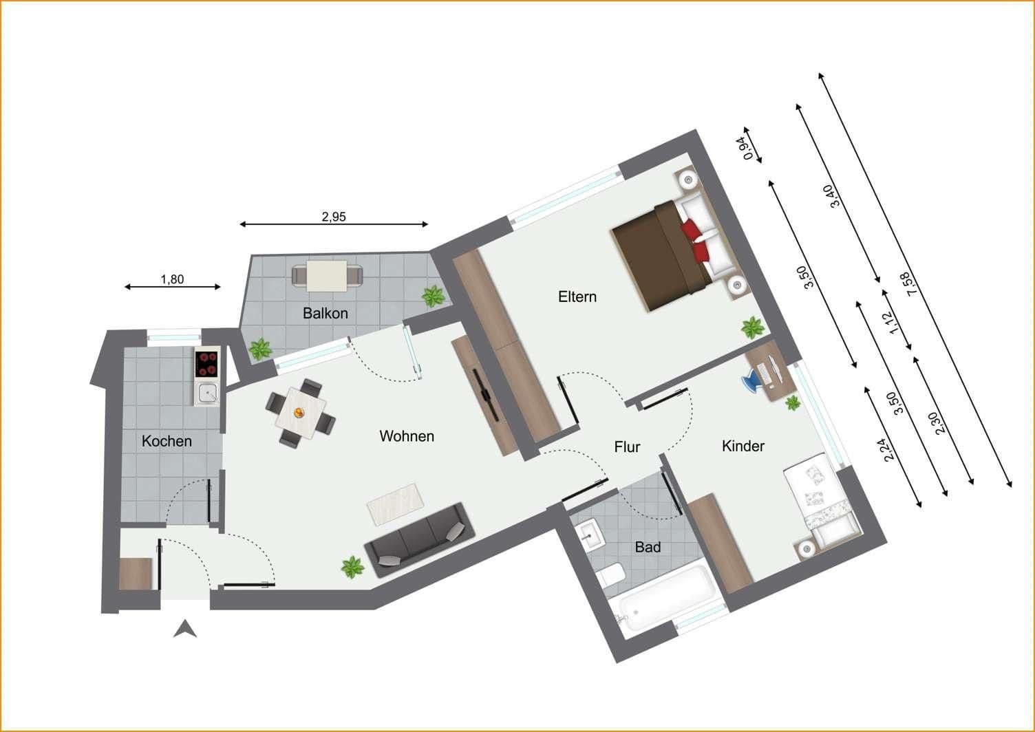 Predaj bytu 3-izbový 55 m², Oberhausen, Severné Porýnie - Westfálsko Predaj bytu 3-izbový 55 m², Oberhausen, Severné Porýnie - Westfálsko