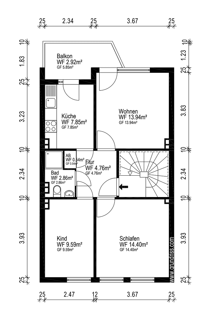 Prenájom bytu 3-izbový 56 m², Vorkampsweg 92, Bremen, Brémy Prenájom bytu 3-izbový 56 m², Vorkampsweg 92, Bremen, Brémy