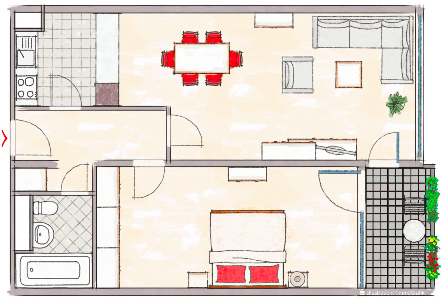 Prenájom bytu 2-izbový 60 m², Marburg, Hesensko Prenájom bytu 2-izbový 60 m², Marburg, Hesensko