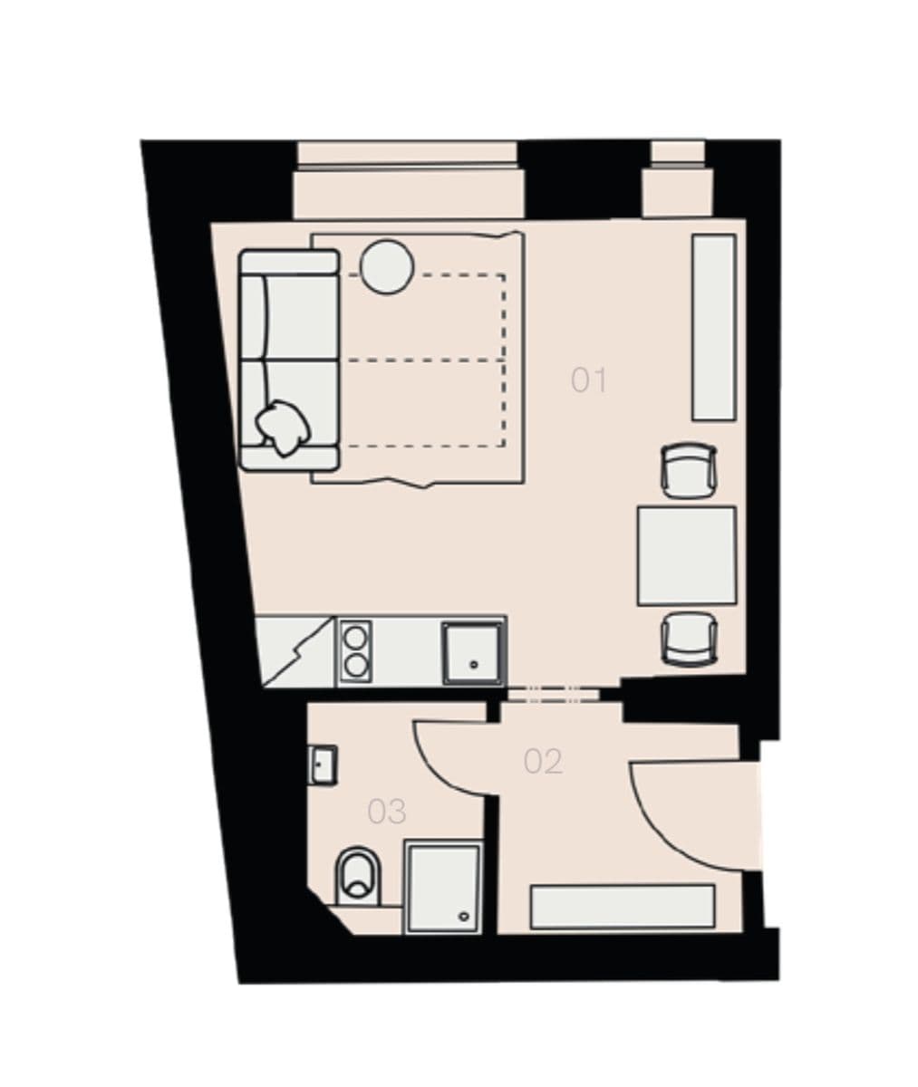 Prenájom bytu 1-izbový 24 m², Mlynářská, Praha, Praha Prenájom bytu 1-izbový 24 m², Mlynářská, Praha, Praha