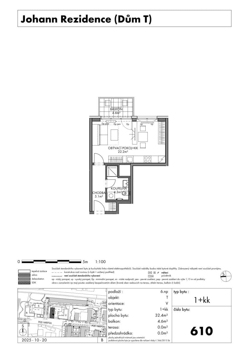 Prenájom bytu 1-izbový 32 m², Pod Harfou, Praha, Praha Prenájom bytu 1-izbový 32 m², Pod Harfou, Praha, Praha