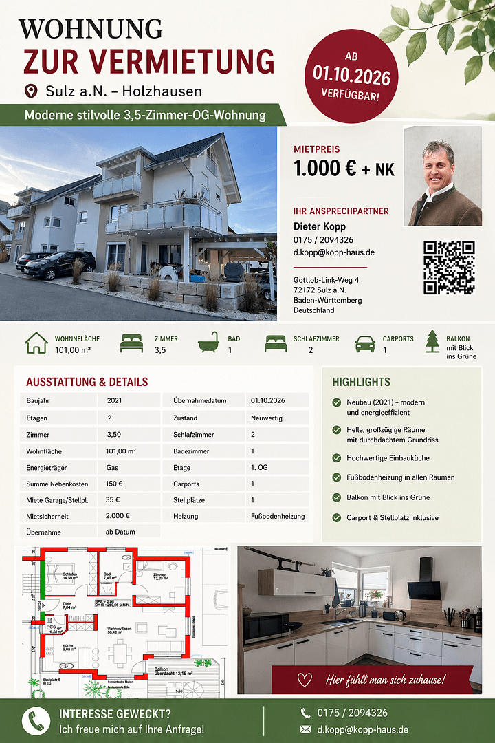 Prenájom bytu 3-izbový 101 m², Gottlob-Link-Weg 4, Sulz am Neckar, Bádensko-Wurttembersko Prenájom bytu 3-izbový 101 m², Gottlob-Link-Weg 4, Sulz am Neckar, Bádensko-Wurttembersko