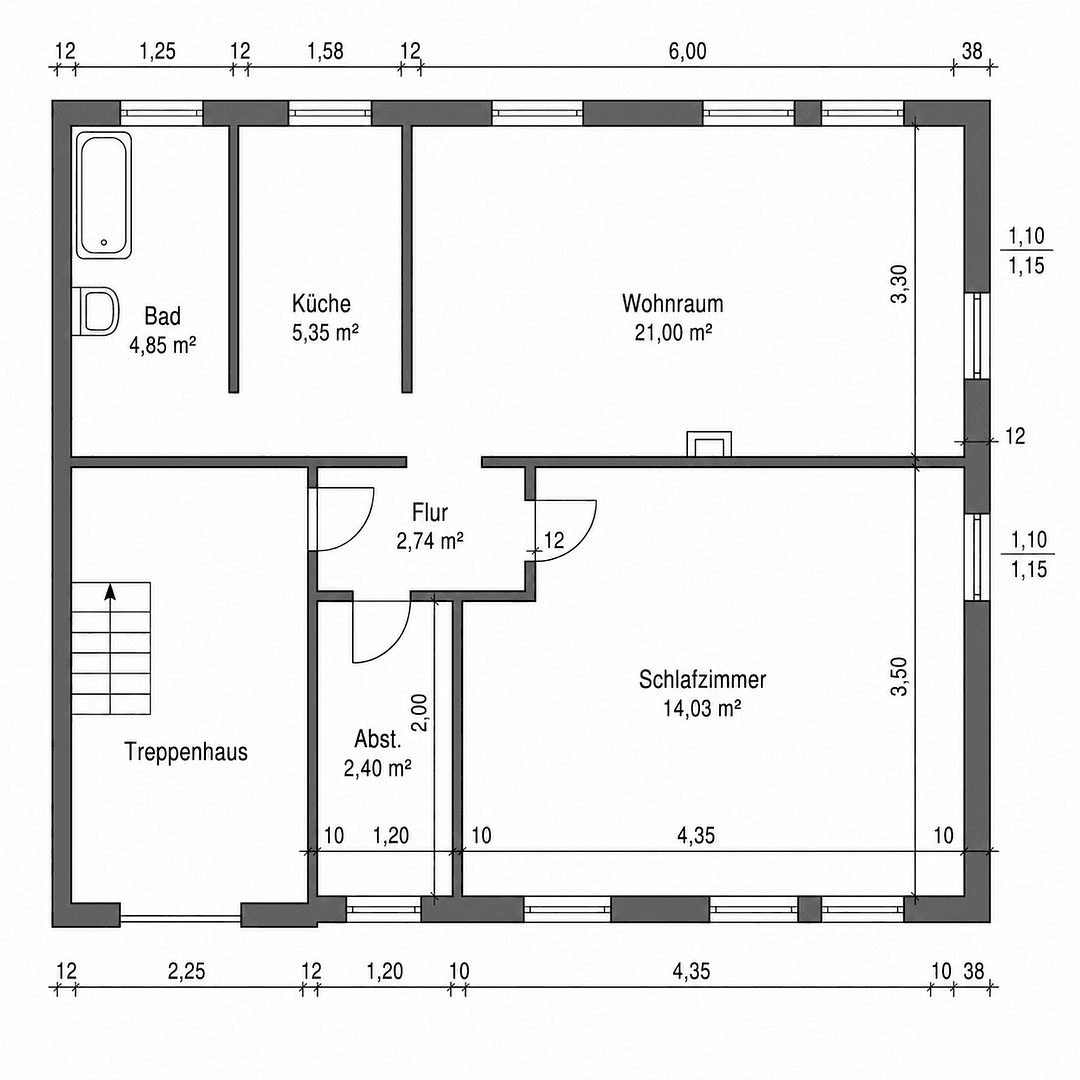 Prenájom bytu 2-izbový 44 m², Uferstraße 11, Castrop-Rauxel, Severné Porýnie - Westfálsko Prenájom bytu 2-izbový 44 m², Uferstraße 11, Castrop-Rauxel, Severné Porýnie - Westfálsko