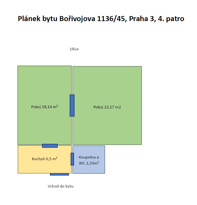 Prenájom bytu 2-izbový 50 m², Bořivojova, Praha, Praha Prenájom bytu 2-izbový 50 m², Bořivojova, Praha, Praha