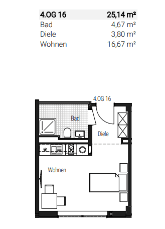 Prenájom bytu 1-izbový 26 m², Steinbühler Straße 4-6, Nürnberg, Bavorsko Prenájom bytu 1-izbový 26 m², Steinbühler Straße 4-6, Nürnberg, Bavorsko