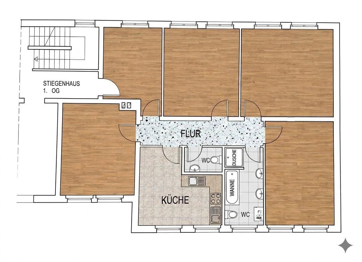 Prenájom bytu 4-izbový 114 m², Gerhart-Hauptmann-Straße 43/45, Teltow, Brandenbursko Prenájom bytu 4-izbový 114 m², Gerhart-Hauptmann-Straße 43/45, Teltow, Brandenbursko