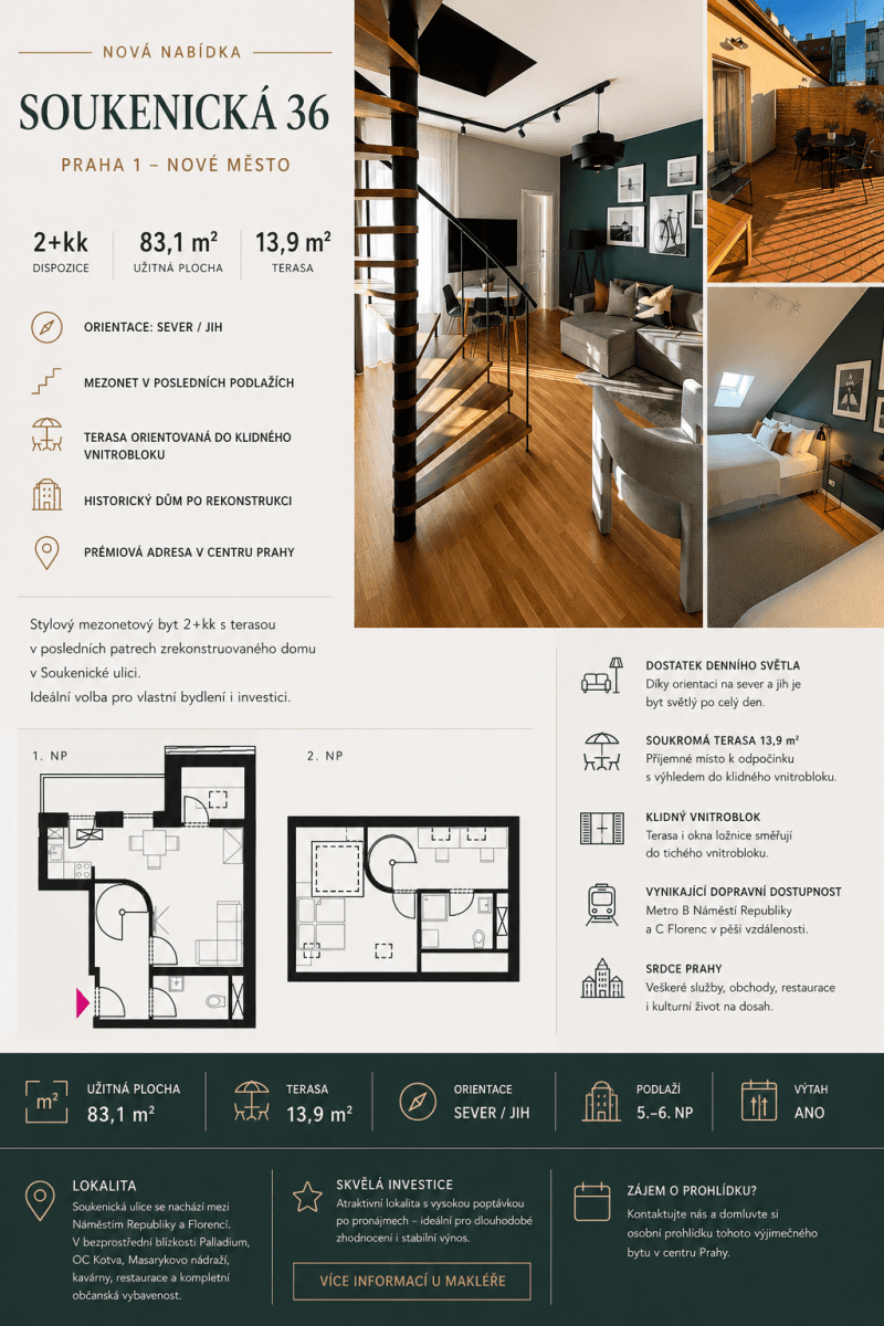 Predaj bytu 2-izbový 83 m², Soukenická, Praha, Praha Predaj bytu 2-izbový 83 m², Soukenická, Praha, Praha