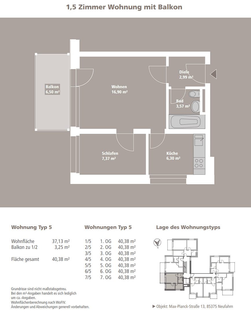 Prenájom bytu 1-izbový 41 m², Max Planck Str. 13, Neufahr bei Freising, Bavorsko Prenájom bytu 1-izbový 41 m², Max Planck Str. 13, Neufahr bei Freising, Bavorsko
