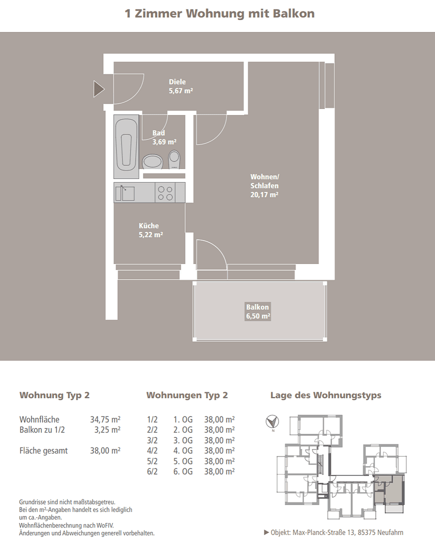 Prenájom bytu 1-izbový 38 m², Max Planck Str. 13, Neufahr bei Freising, Bavorsko Prenájom bytu 1-izbový 38 m², Max Planck Str. 13, Neufahr bei Freising, Bavorsko