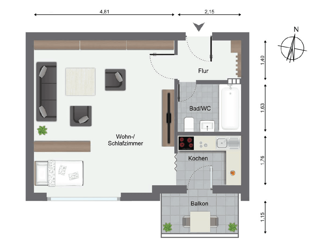 Prenájom bytu 1-izbový 37 m², Bad Wimpfen, Bádensko-Wurttembersko Prenájom bytu 1-izbový 37 m², Bad Wimpfen, Bádensko-Wurttembersko