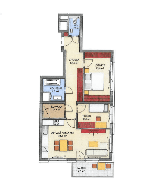 Predaj bytu 3-izbový 73 m², Honzíkova, Praha, Praha Predaj bytu 3-izbový 73 m², Honzíkova, Praha, Praha