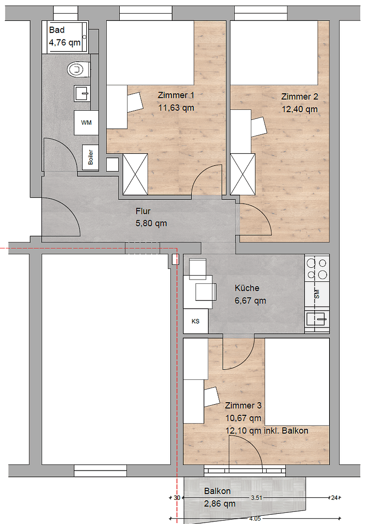 Prenájom bytu 12 m², Stadelheimer Str. 23, München, Bavorsko Prenájom bytu 12 m², Stadelheimer Str. 23, München, Bavorsko