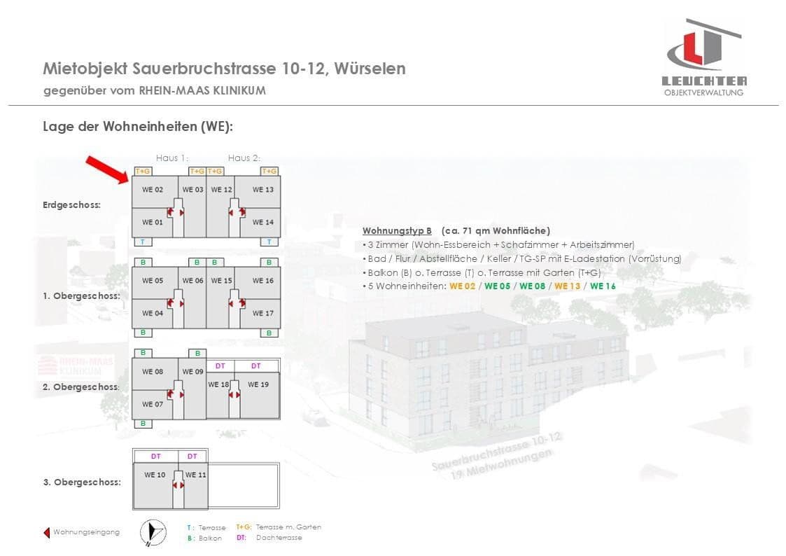Prenájom bytu 3-izbový 71 m², Sauerbruchstraße 10-12, Würselen, Severné Porýnie - Westfálsko Prenájom bytu 3-izbový 71 m², Sauerbruchstraße 10-12, Würselen, Severné Porýnie - Westfálsko