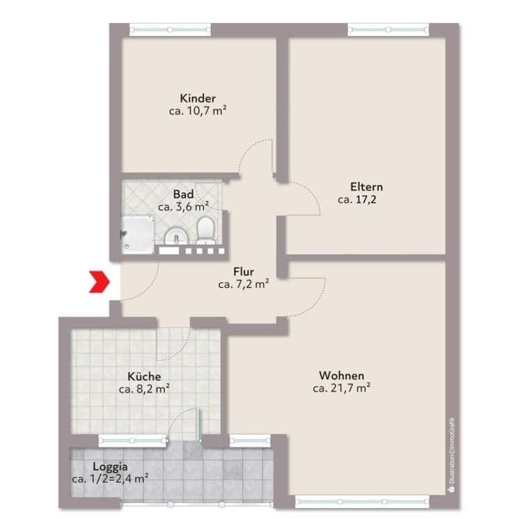 Prenájom bytu 3-izbový 71 m², Robinsbalje 28, Bremen, Brémy Prenájom bytu 3-izbový 71 m², Robinsbalje 28, Bremen, Brémy