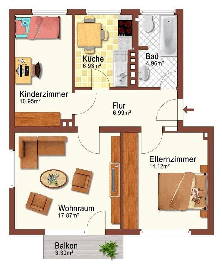 Prenájom bytu 3-izbový 63 m², Gerhart-Hauptmann-Straße 56, Salzgitter-Thiede, Dolné Sasko Prenájom bytu 3-izbový 63 m², Gerhart-Hauptmann-Straße 56, Salzgitter-Thiede, Dolné Sasko