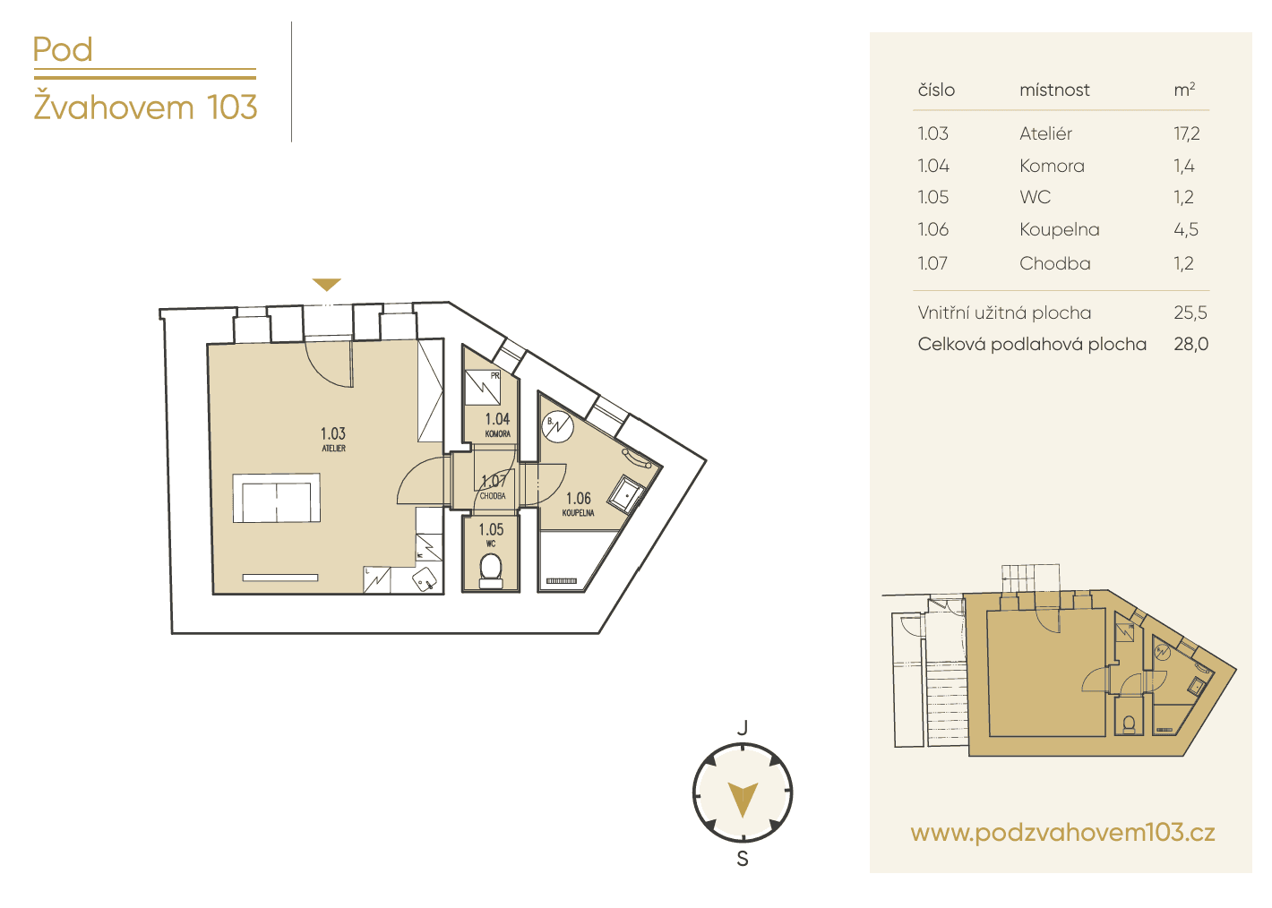 Prenájom bytu 1-izbový 28 m², Pod Žvahovem, Praha, Praha Prenájom bytu 1-izbový 28 m², Pod Žvahovem, Praha, Praha