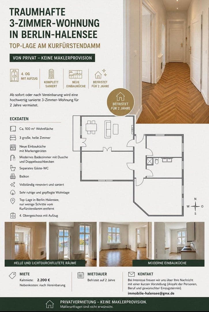 Prenájom bytu 3-izbový 98 m², Berlin, Berlín Prenájom bytu 3-izbový 98 m², Berlin, Berlín