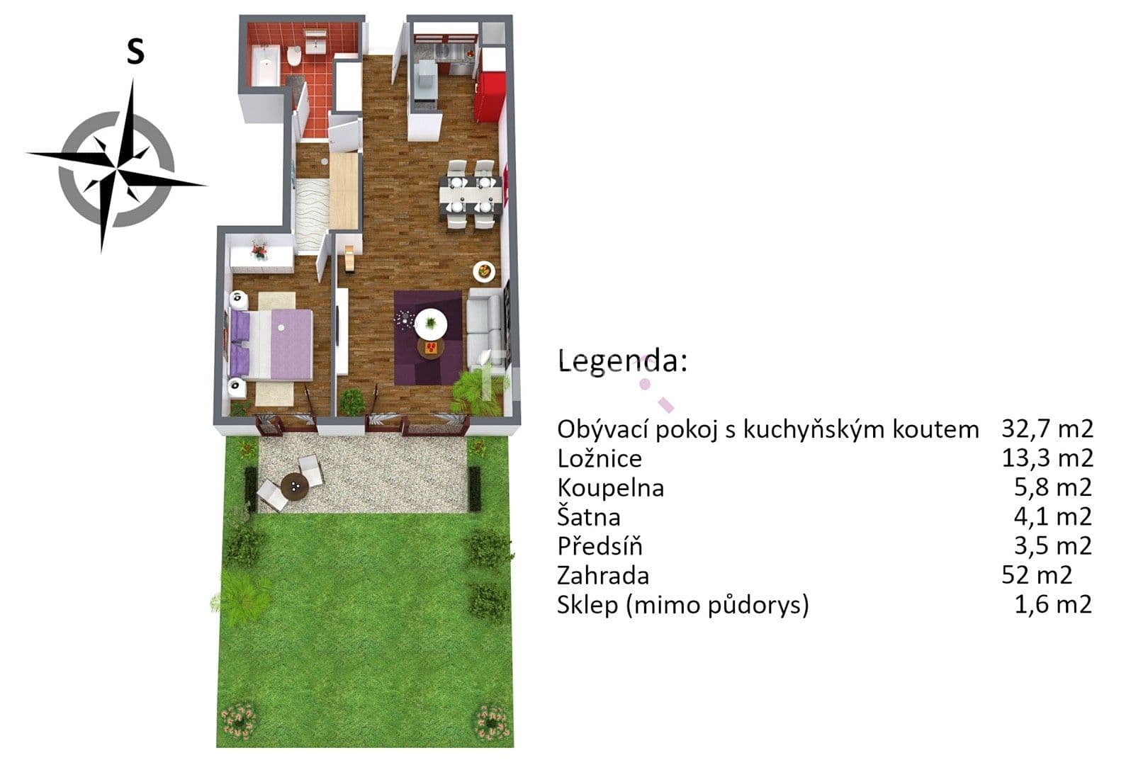 Prenájom bytu 2-izbový 59 m², Na Srážku, Praha, Praha Prenájom bytu 2-izbový 59 m², Na Srážku, Praha, Praha