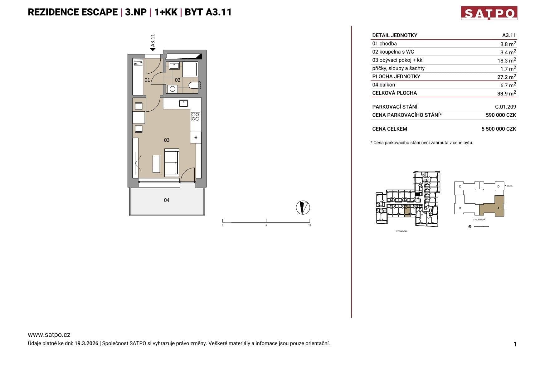 Predaj bytu 1-izbový 27 m², Stochovská, Praha, Praha Predaj bytu 1-izbový 27 m², Stochovská, Praha, Praha