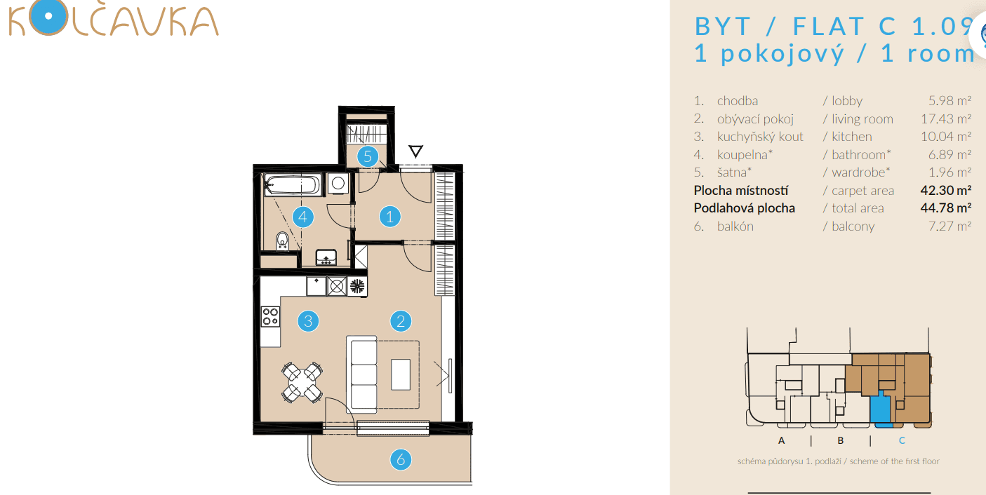 Prenájom bytu 1-izbový 44 m², Nad Kolčavkou, Praha, Praha Prenájom bytu 1-izbový 44 m², Nad Kolčavkou, Praha, Praha