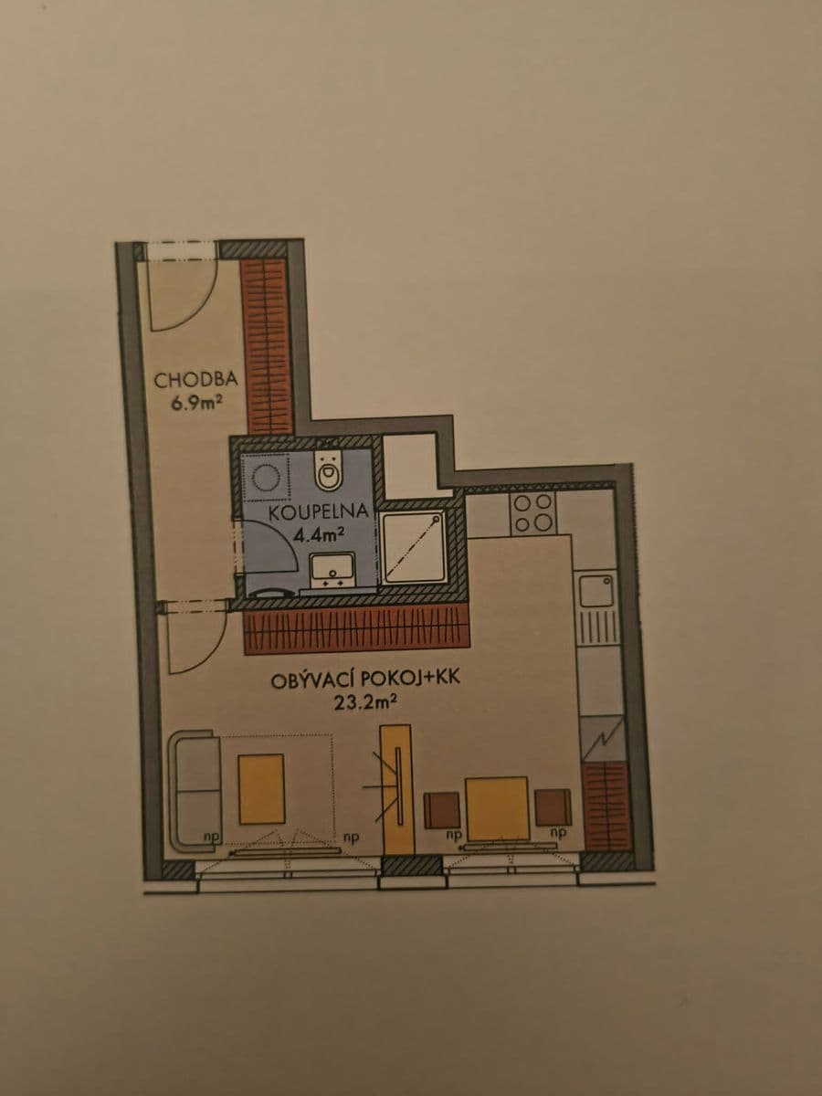 Prenájom bytu 1-izbový 36 m², Pod Harfou, Praha, Praha Prenájom bytu 1-izbový 36 m², Pod Harfou, Praha, Praha